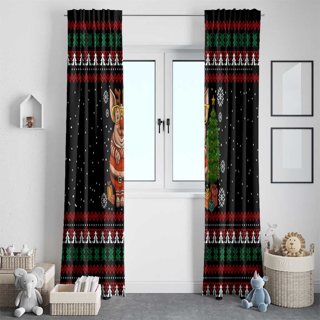 Pig Gorgeous Reindeer Christmas Window Curtain Xmas Holiday Patterns - Wonder Print Shop