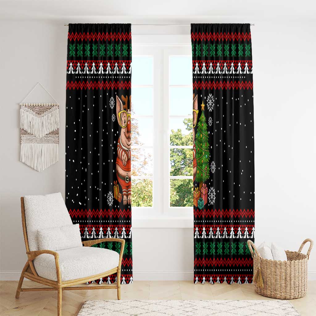 Pig Gorgeous Reindeer Christmas Window Curtain Xmas Holiday Patterns - Wonder Print Shop
