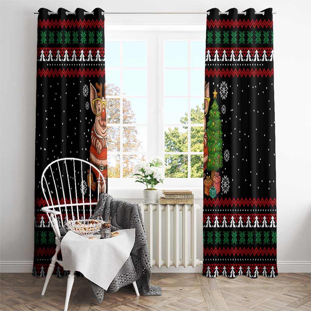 Pig Gorgeous Reindeer Christmas Window Curtain Xmas Holiday Patterns - Wonder Print Shop