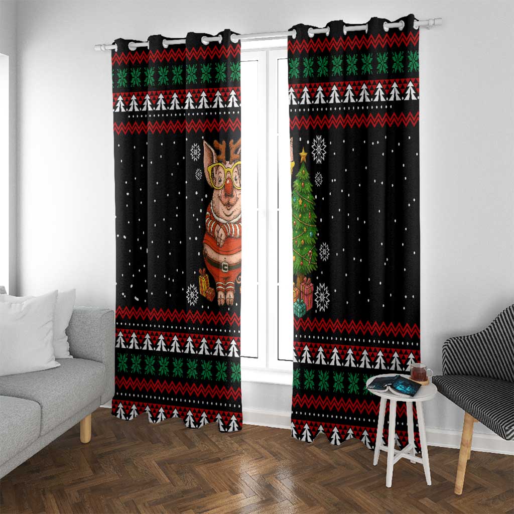 Pig Gorgeous Reindeer Christmas Window Curtain Xmas Holiday Patterns - Wonder Print Shop