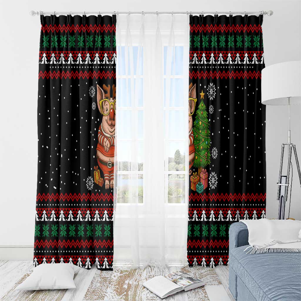 Pig Gorgeous Reindeer Christmas Window Curtain Xmas Holiday Patterns - Wonder Print Shop