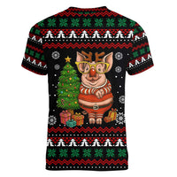 Pig Gorgeous Reindeer Christmas Women V-Neck T-Shirt Xmas Holiday Patterns - Wonder Print Shop