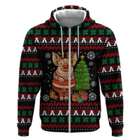Pig Gorgeous Reindeer Christmas Zip Hoodie Xmas Holiday Patterns - Wonder Print Shop