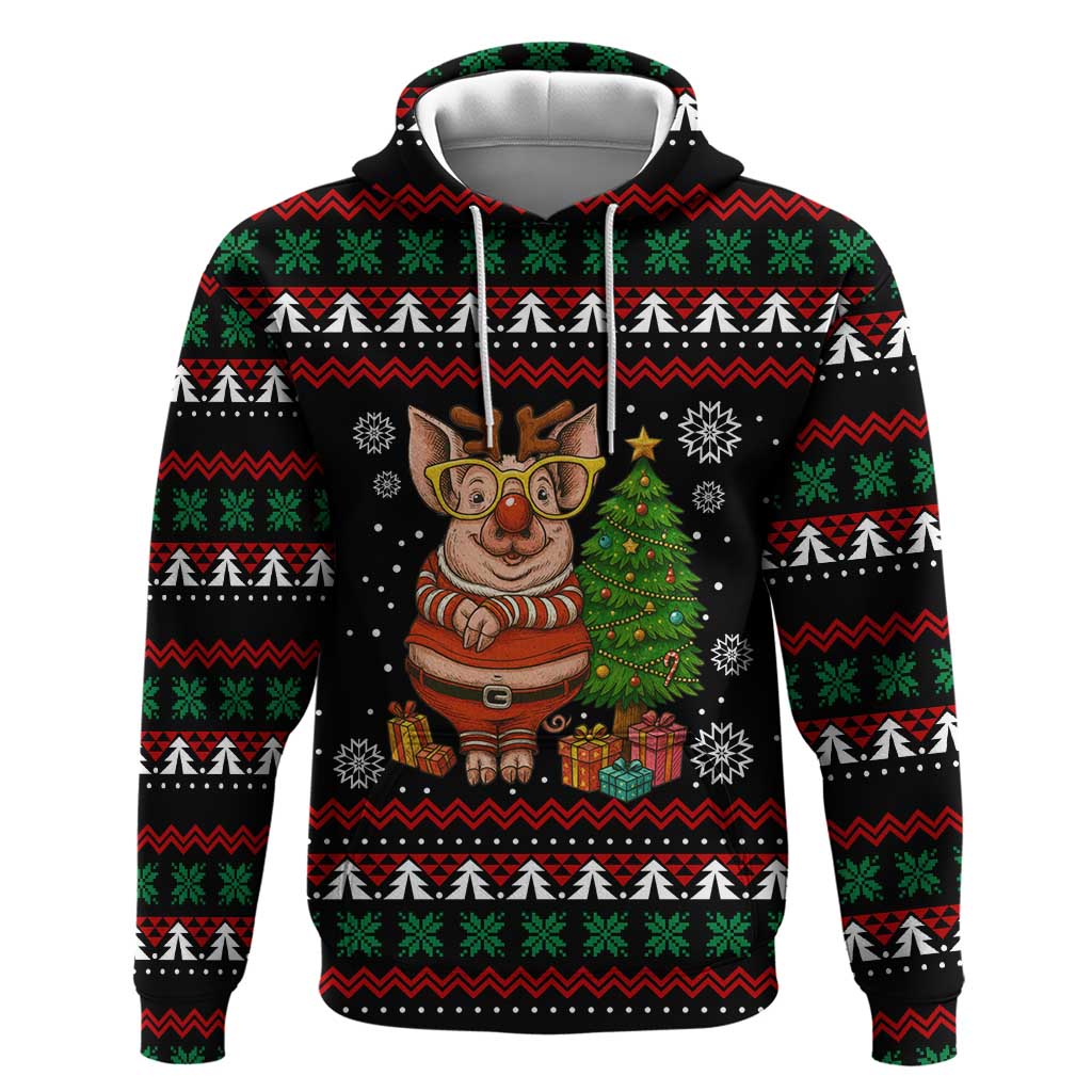Pig Gorgeous Reindeer Christmas Zip Hoodie Xmas Holiday Patterns - Wonder Print Shop