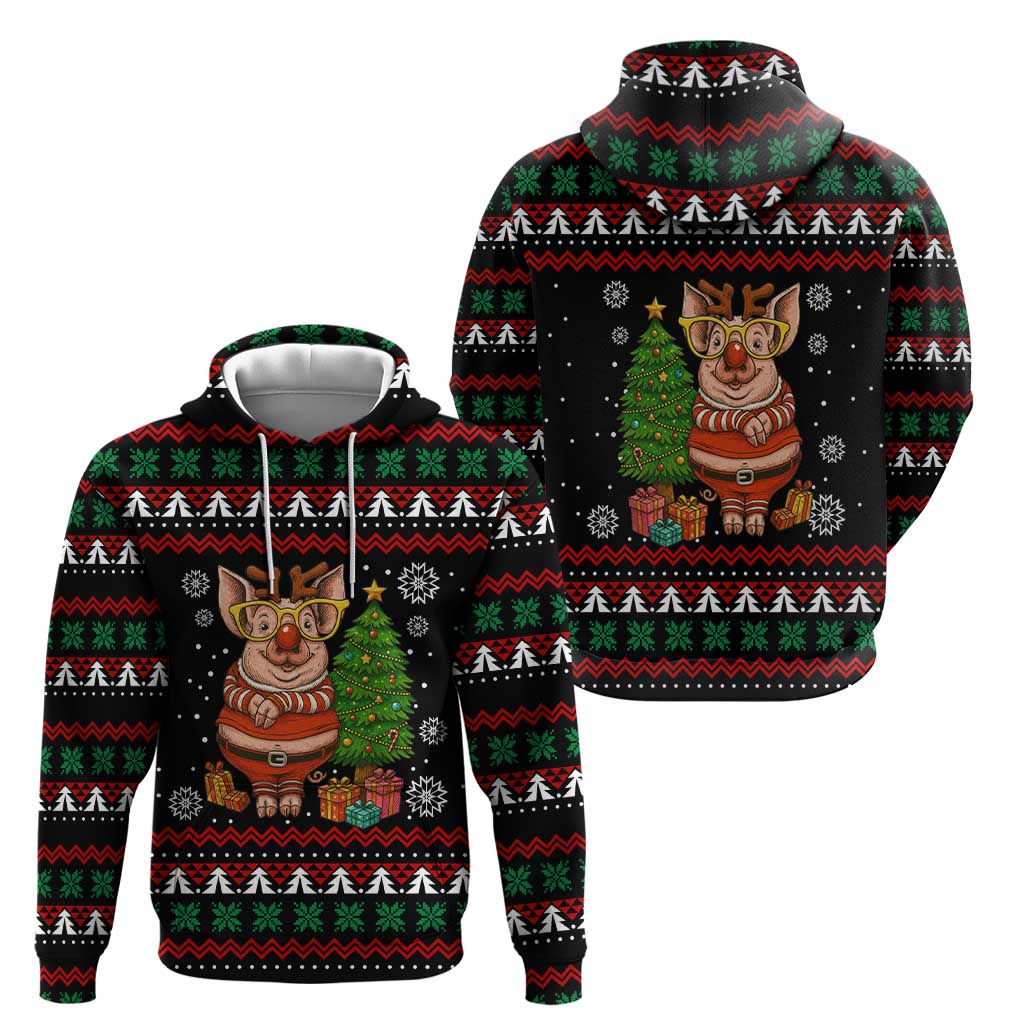 Pig Gorgeous Reindeer Christmas Zip Hoodie Xmas Holiday Patterns - Wonder Print Shop