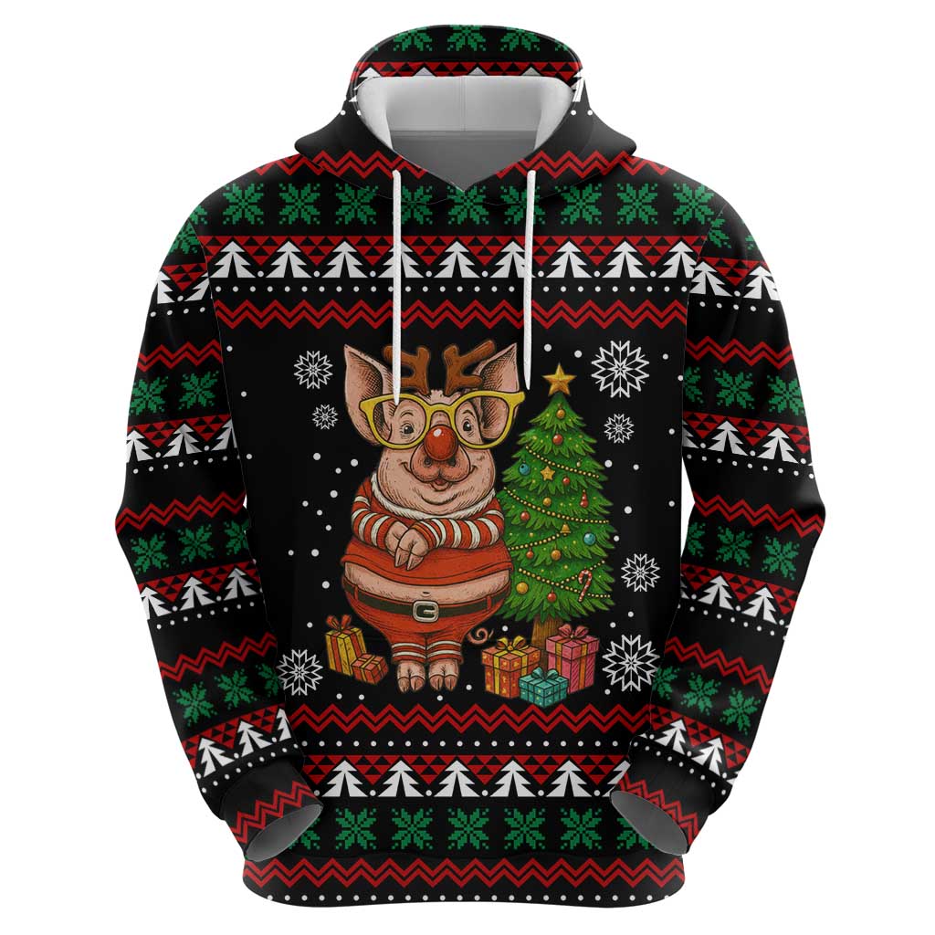 Pig Gorgeous Reindeer Christmas Zip Hoodie Xmas Holiday Patterns - Wonder Print Shop