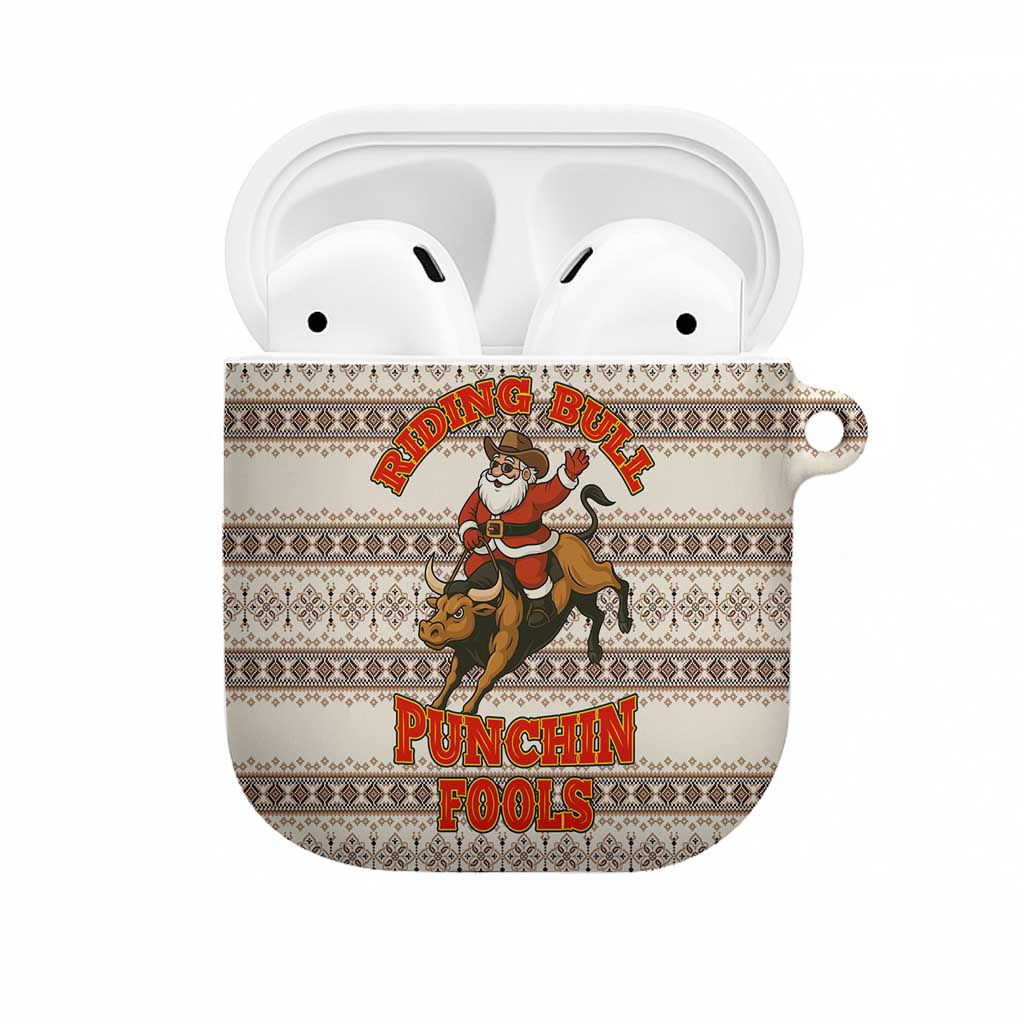 Riding Bulls Punchin Fools Christmas AirPods Case Xmas Holiday Patterns - Wonder Print Shop