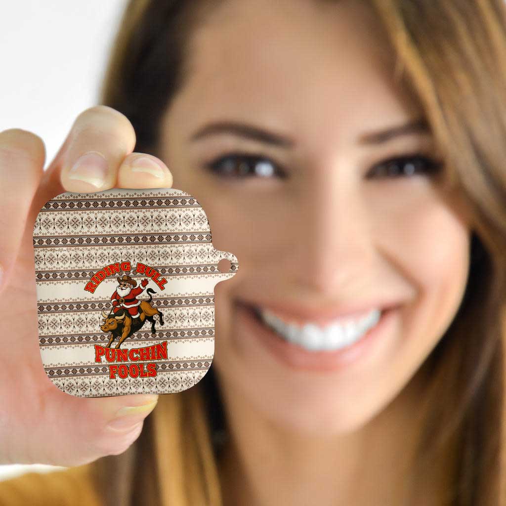 Riding Bulls Punchin Fools Christmas AirPods Case Xmas Holiday Patterns - Wonder Print Shop