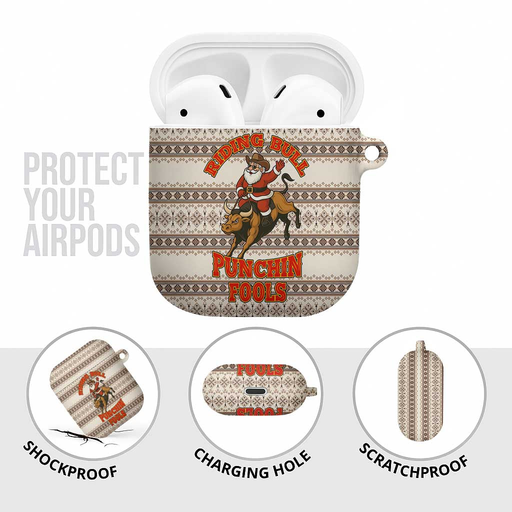 Riding Bulls Punchin Fools Christmas AirPods Case Xmas Holiday Patterns - Wonder Print Shop