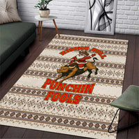 Riding Bulls Punchin Fools Christmas Area Rug Xmas Holiday Patterns - Wonder Print Shop
