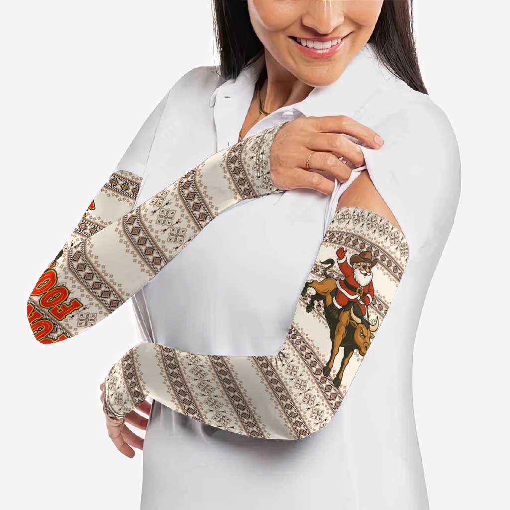 Riding Bulls Punchin Fools Christmas Arm Sleeves Xmas Holiday Patterns - Wonder Print Shop