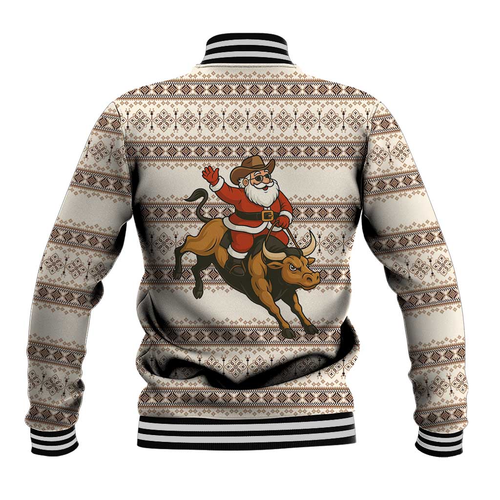 Riding Bulls Punchin Fools Christmas Baseball Jacket Xmas Holiday Patterns - Wonder Print Shop