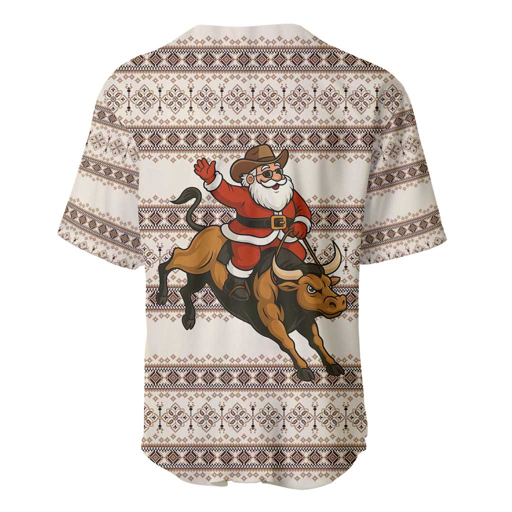 Riding Bulls Punchin Fools Christmas Baseball Jersey Xmas Holiday Patterns - Wonder Print Shop