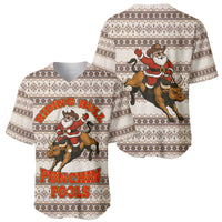 Riding Bulls Punchin Fools Christmas Baseball Jersey Xmas Holiday Patterns - Wonder Print Shop
