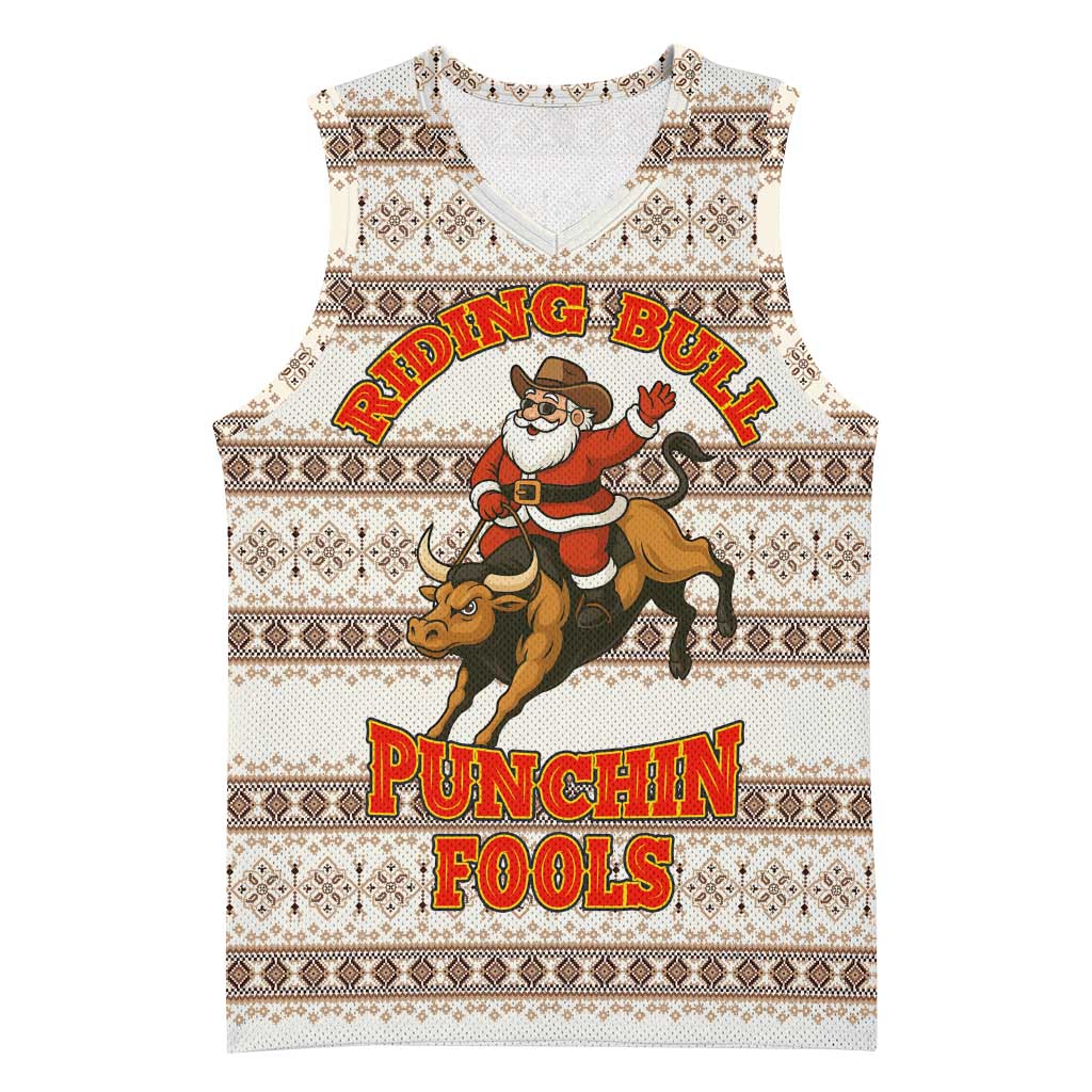 Riding Bulls Punchin Fools Christmas Basketball Jersey Xmas Holiday Patterns - Wonder Print Shop