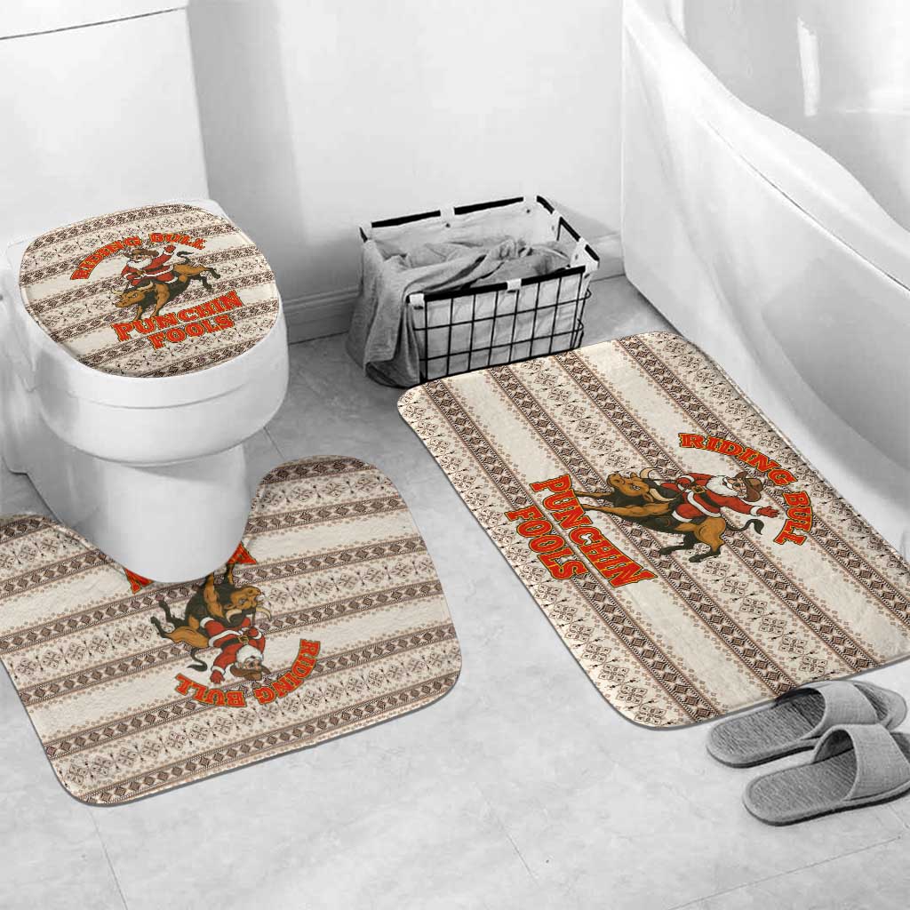 Riding Bulls Punchin Fools Christmas Bathroom Set Xmas Holiday Patterns - Wonder Print Shop