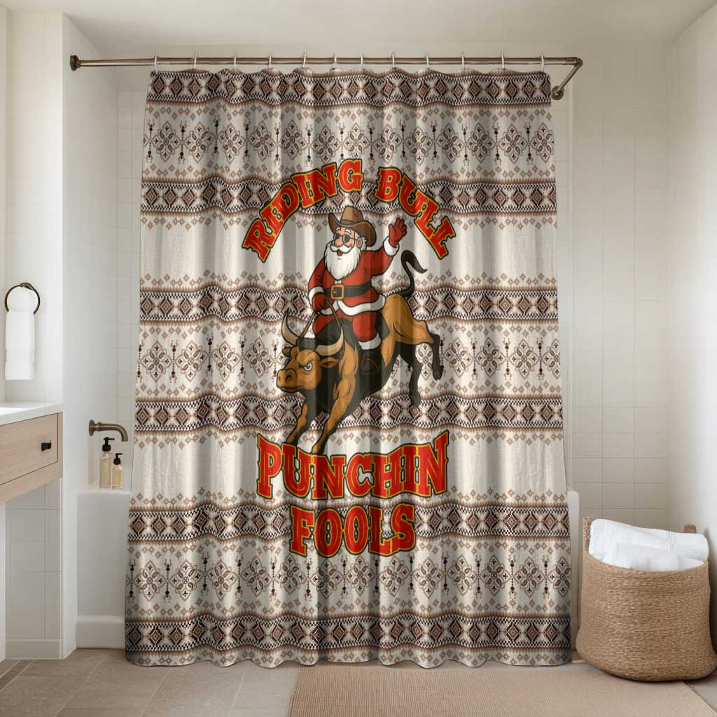 Riding Bulls Punchin Fools Christmas Bathroom Set Xmas Holiday Patterns - Wonder Print Shop