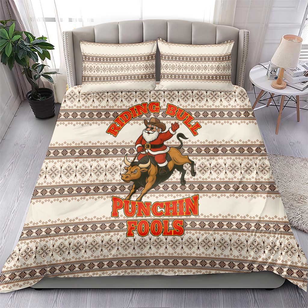 Riding Bulls Punchin Fools Christmas Bedding Set Xmas Holiday Patterns - Wonder Print Shop