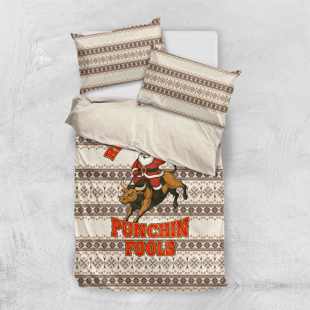 Riding Bulls Punchin Fools Christmas Bedding Set Xmas Holiday Patterns - Wonder Print Shop