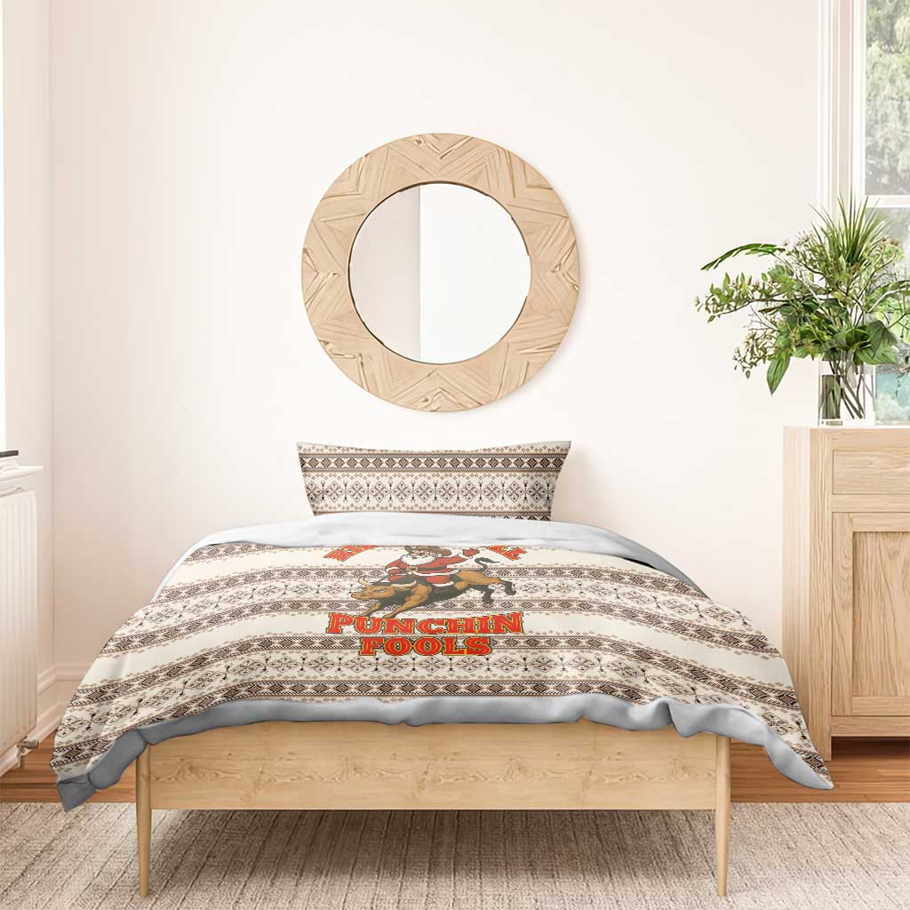 Riding Bulls Punchin Fools Christmas Bedding Set Xmas Holiday Patterns - Wonder Print Shop