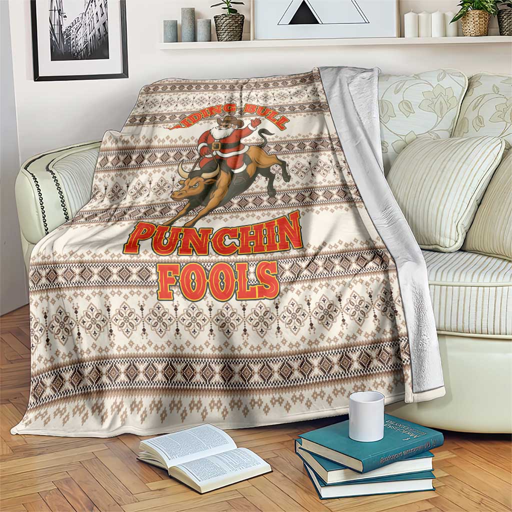 Riding Bulls Punchin Fools Christmas Blanket Xmas Holiday Patterns - Wonder Print Shop