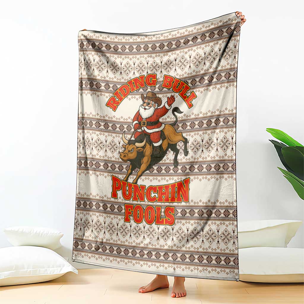 Riding Bulls Punchin Fools Christmas Blanket Xmas Holiday Patterns - Wonder Print Shop