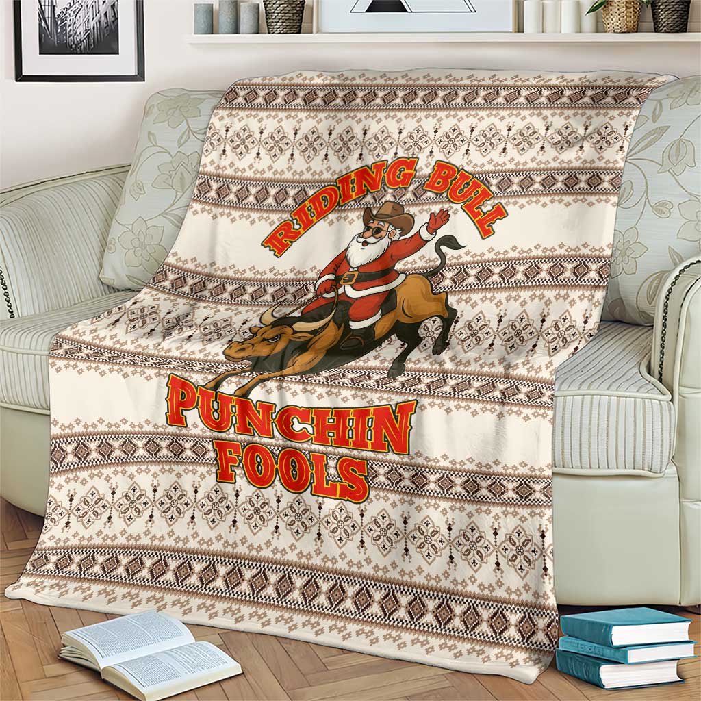 Riding Bulls Punchin Fools Christmas Blanket Xmas Holiday Patterns - Wonder Print Shop