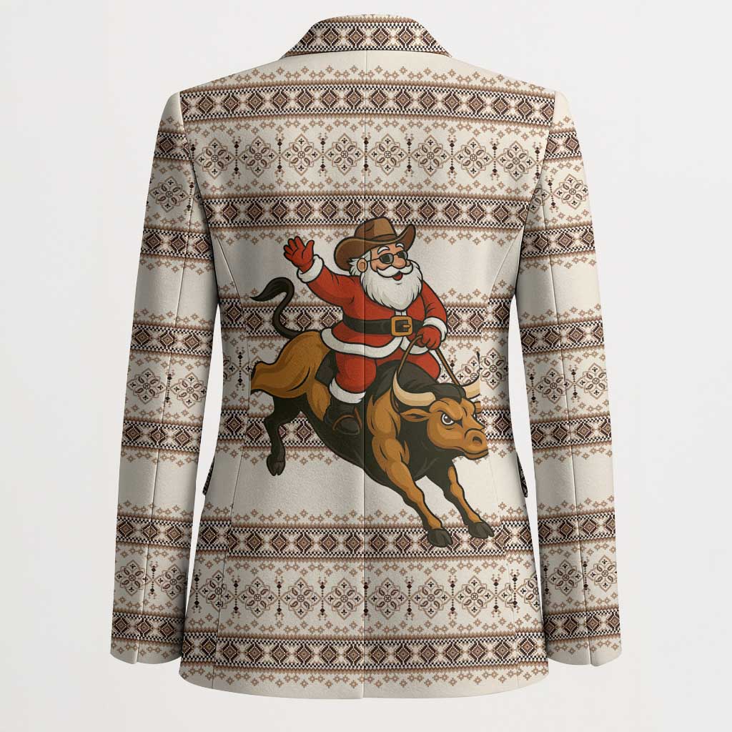 Riding Bulls Punchin Fools Christmas Blazer Xmas Holiday Patterns - Wonder Print Shop