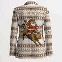 Riding Bulls Punchin Fools Christmas Blazer Xmas Holiday Patterns - Wonder Print Shop