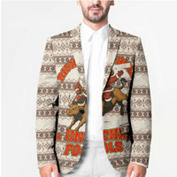 Riding Bulls Punchin Fools Christmas Blazer Xmas Holiday Patterns - Wonder Print Shop