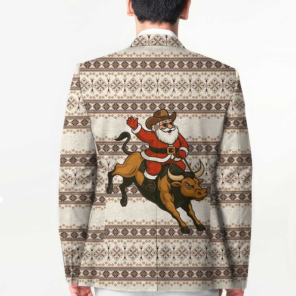 Riding Bulls Punchin Fools Christmas Blazer Xmas Holiday Patterns - Wonder Print Shop