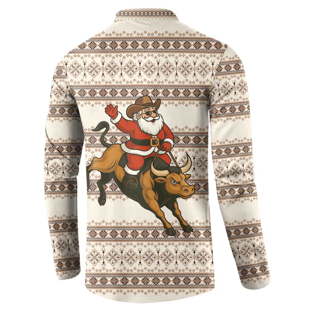 Riding Bulls Punchin Fools Christmas Button Sweatshirt Xmas Holiday Patterns - Wonder Print Shop