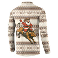 Riding Bulls Punchin Fools Christmas Button Sweatshirt Xmas Holiday Patterns - Wonder Print Shop