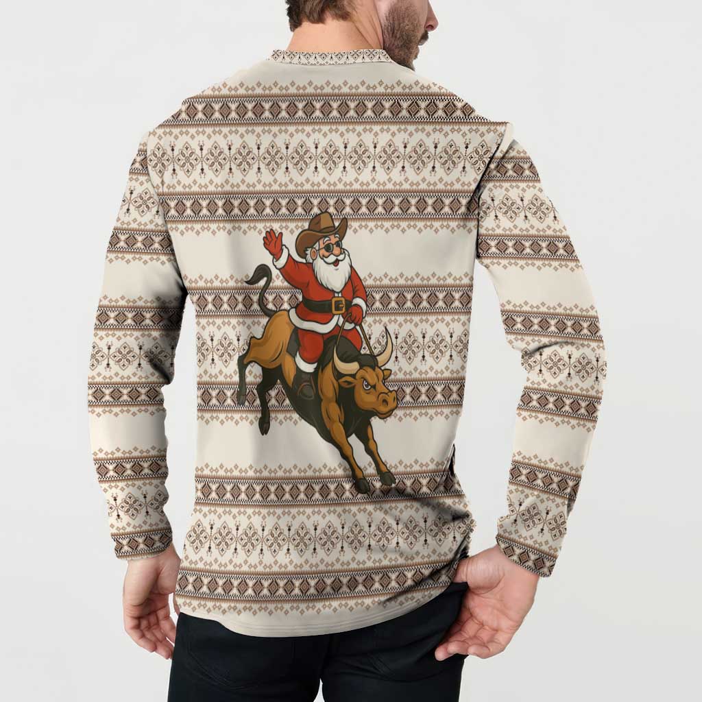 Riding Bulls Punchin Fools Christmas Button Sweatshirt Xmas Holiday Patterns - Wonder Print Shop