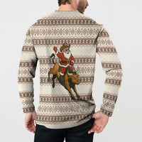 Riding Bulls Punchin Fools Christmas Button Sweatshirt Xmas Holiday Patterns - Wonder Print Shop