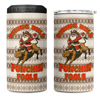 Riding Bulls Punchin Fools Christmas 4 in 1 Can Cooler Tumbler Xmas Holiday Patterns - Wonder Print Shop