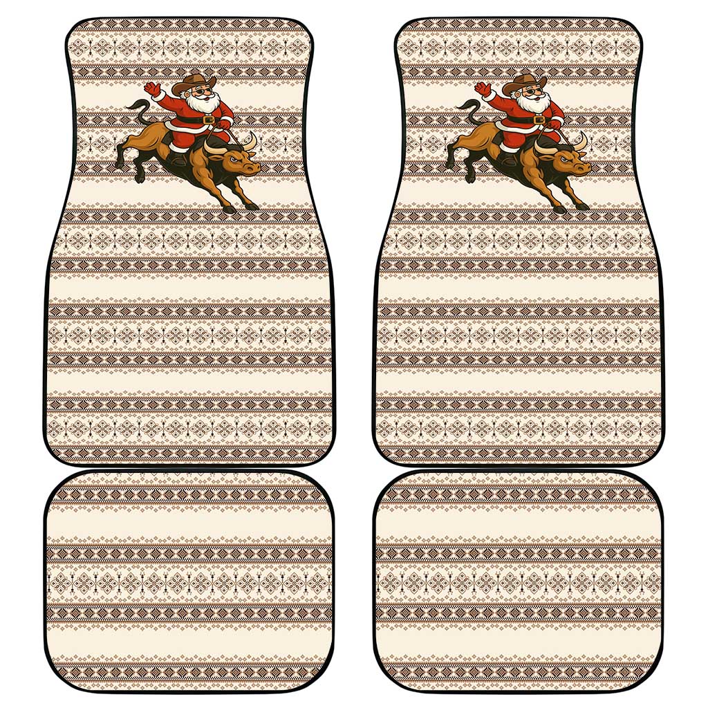Riding Bulls Punchin Fools Christmas Car Mats Xmas Holiday Patterns - Wonder Print Shop