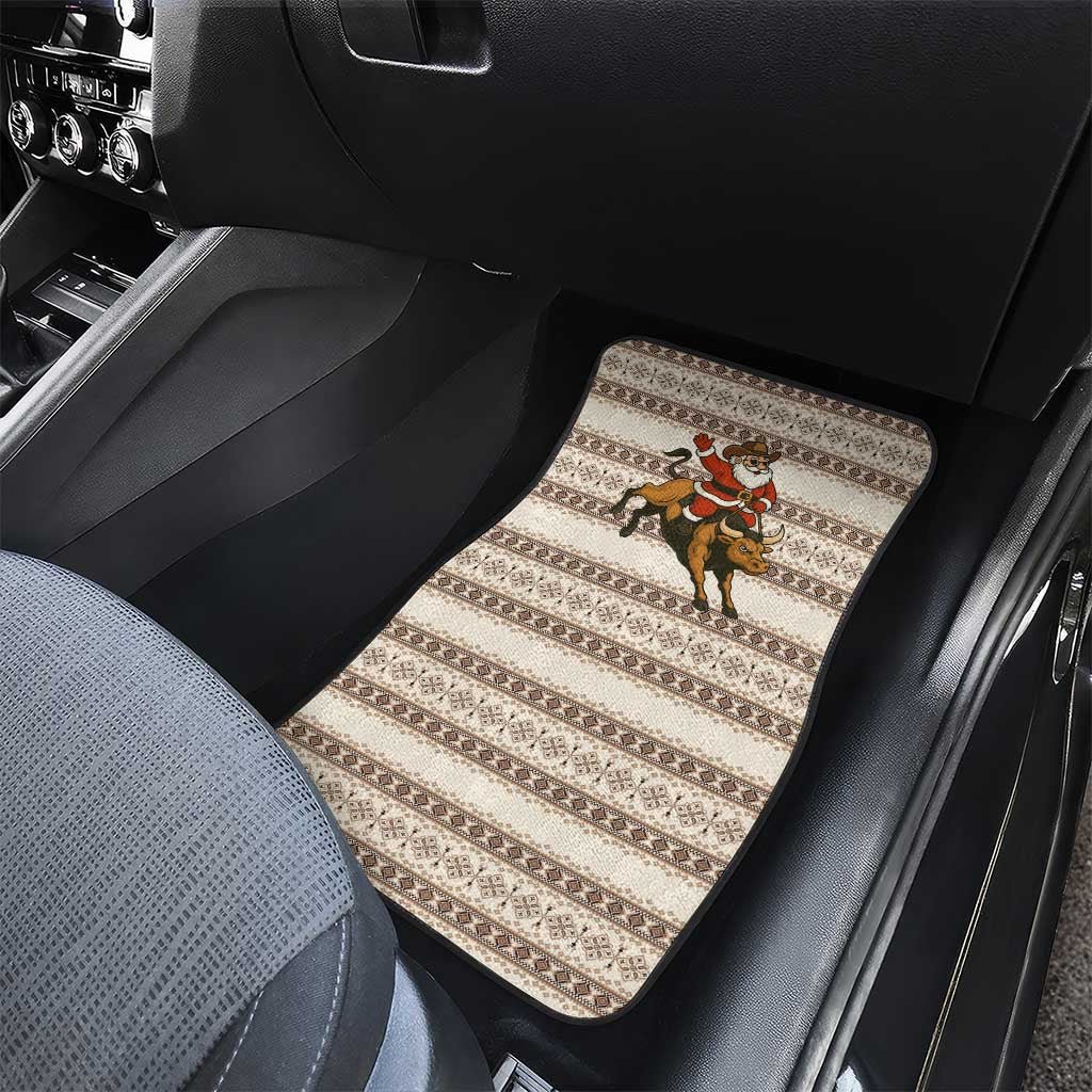 Riding Bulls Punchin Fools Christmas Car Mats Xmas Holiday Patterns - Wonder Print Shop