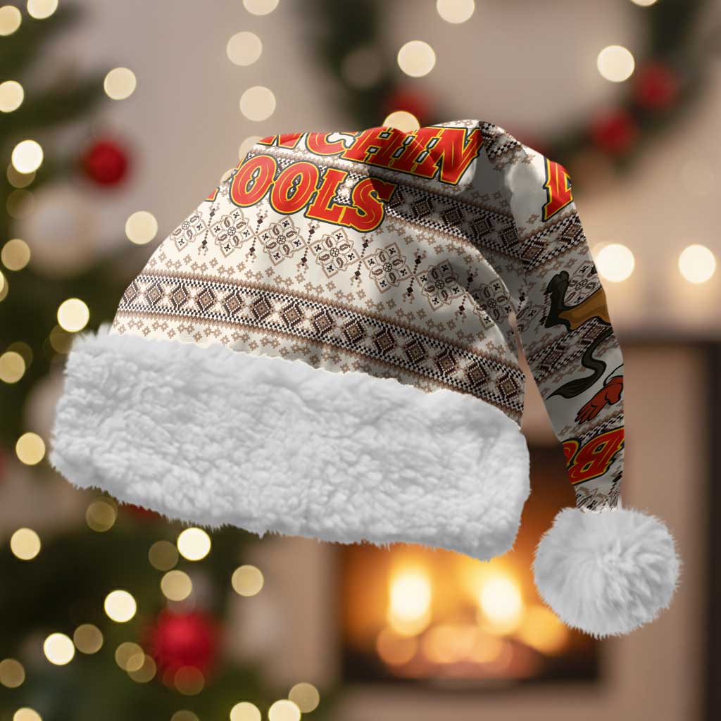 Riding Bulls Punchin Fools Christmas Santa Hat Xmas Holiday Patterns - Wonder Print Shop