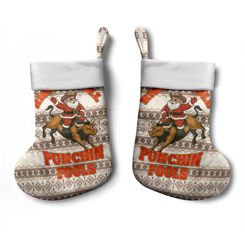 Riding Bulls Punchin Fools Christmas Stocking Xmas Holiday Patterns - Wonder Print Shop