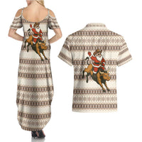 Riding Bulls Punchin Fools Christmas Couples Matching Summer Maxi Dress and Hawaiian Shirt Xmas Holiday Patterns - Wonder Print Shop