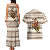 Riding Bulls Punchin Fools Christmas Couples Matching Tank Maxi Dress and Hawaiian Shirt Xmas Holiday Patterns - Wonder Print Shop