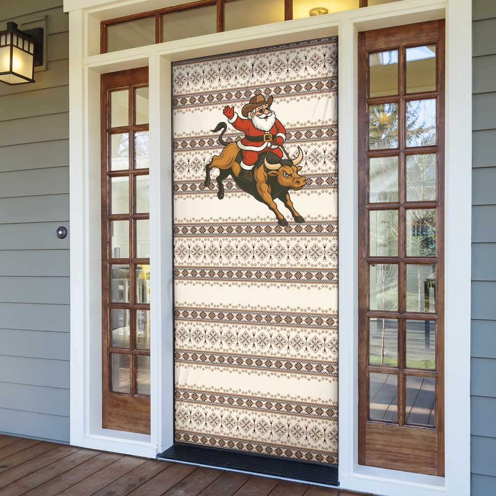Riding Bulls Punchin Fools Christmas Door Cover Xmas Holiday Patterns - Wonder Print Shop
