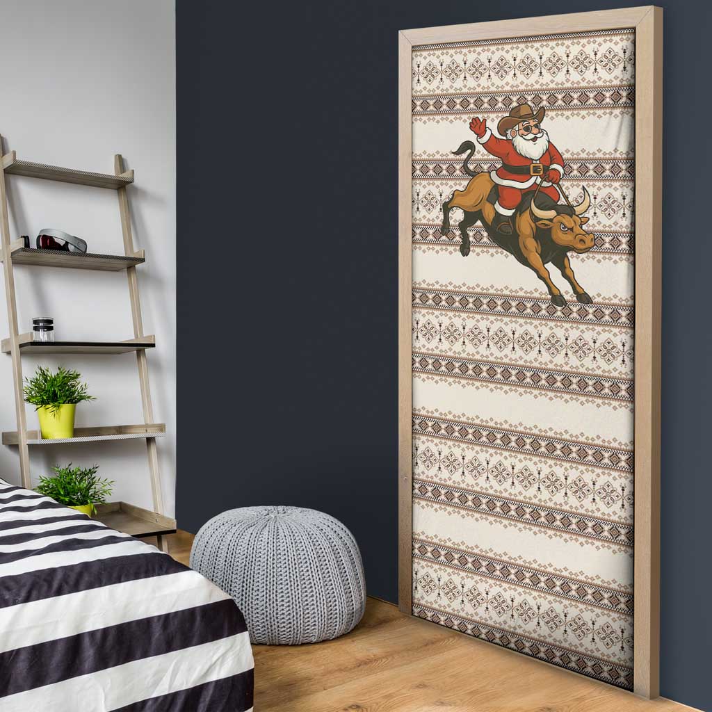 Riding Bulls Punchin Fools Christmas Door Cover Xmas Holiday Patterns - Wonder Print Shop