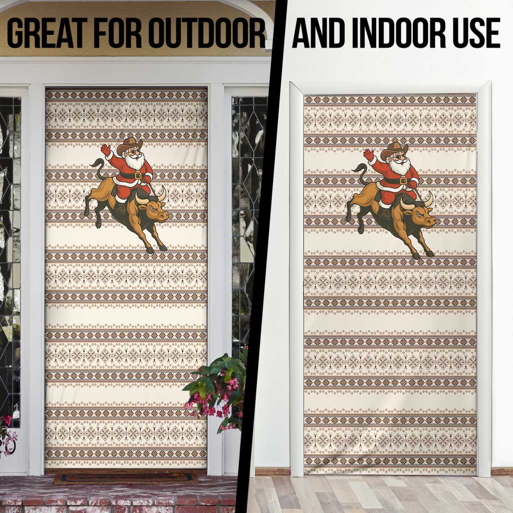 Riding Bulls Punchin Fools Christmas Door Cover Xmas Holiday Patterns - Wonder Print Shop