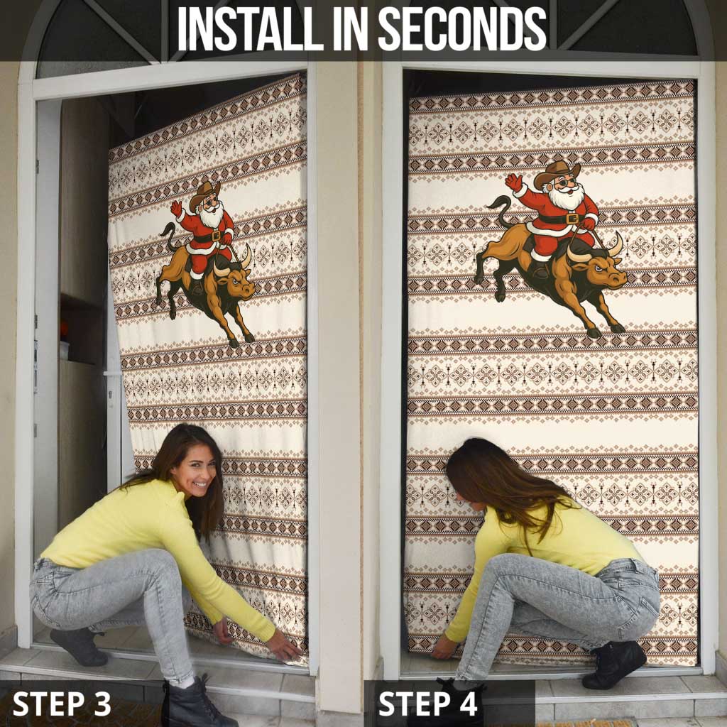 Riding Bulls Punchin Fools Christmas Door Cover Xmas Holiday Patterns - Wonder Print Shop