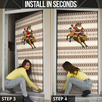 Riding Bulls Punchin Fools Christmas Door Cover Xmas Holiday Patterns - Wonder Print Shop