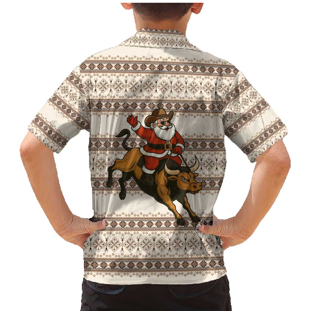 Riding Bulls Punchin Fools Christmas Family Matching Mermaid Dress and Hawaiian Shirt Xmas Holiday Patterns - Wonder Print Shop