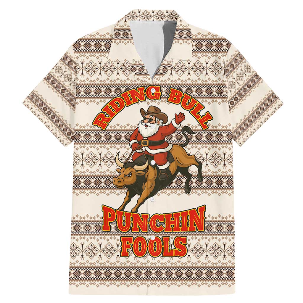 Riding Bulls Punchin Fools Christmas Family Matching Mermaid Dress and Hawaiian Shirt Xmas Holiday Patterns - Wonder Print Shop