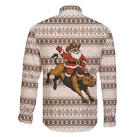 Riding Bulls Punchin Fools Christmas Family Matching Off The Shoulder Long Sleeve Dress and Hawaiian Shirt Xmas Holiday Patterns - Wonder Print Shop